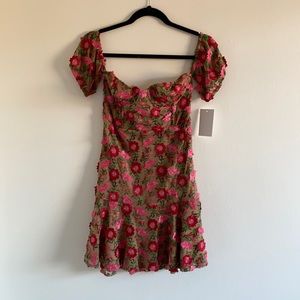 For Love & Lemons dress. Size small. Nude mesh with floral detail.